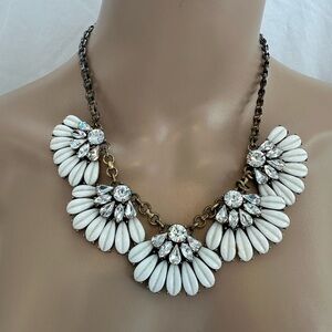 J. Crew White and Gold Floral Necklace